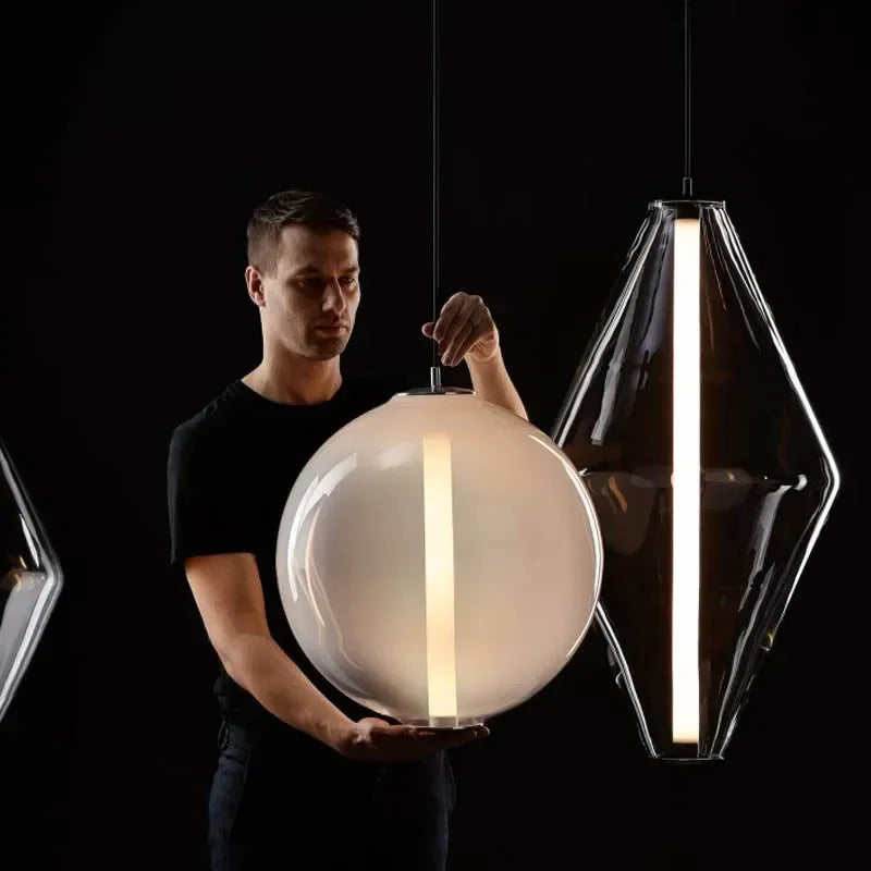 Nordic Minimalist Restaurant  LED Pendant Light  Modern Designer Glass Restaurant Small Pendant Light  Including Light Source