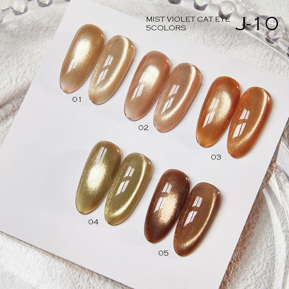 Vendeeni 5 Colors/Set Crystal Cat Eye Gel Nail Polish Semi Permanent Sparkling Magnetic UV LED Soak Off Gel Varnish With Display
