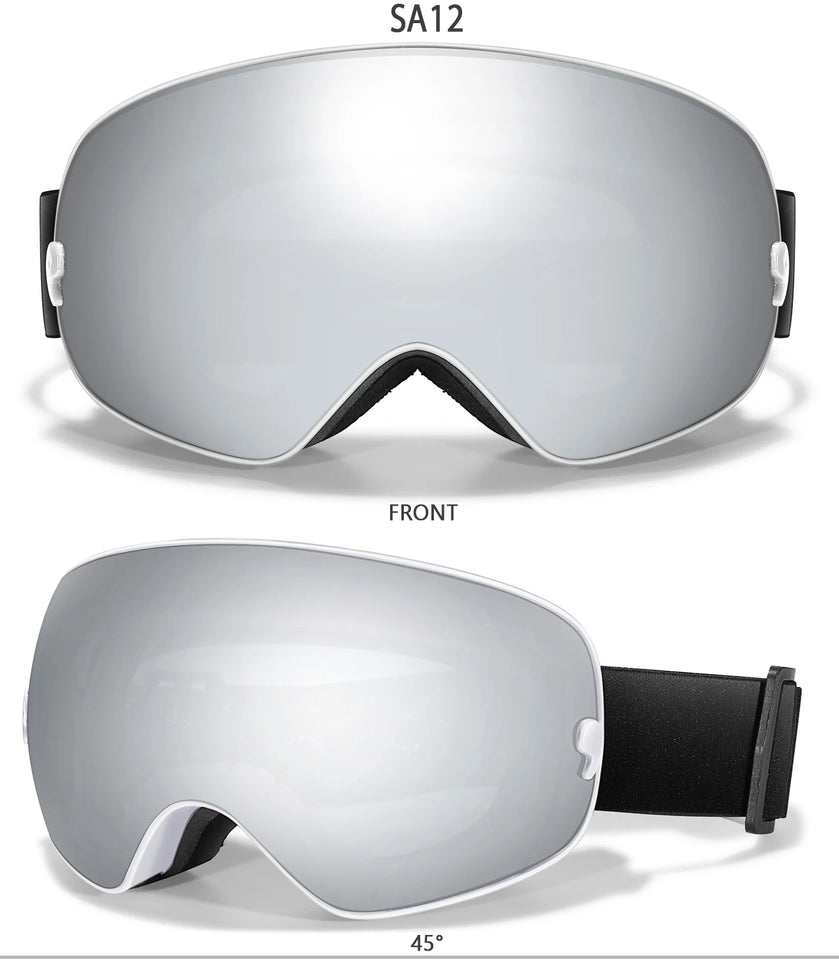 Winter Outdoor SKI Goggles Men And Women Teen, Free Optical Frame and Bag, UV400 Anti-Fog Snowboard Eyewear, Charistmas Gifts