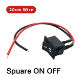 Mini Rocker ON Off 2/3Pin Toggle Square Round Electrical Switch with Pre-Wired 20cm 6A/250V10A/125V