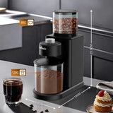 Coffee Grinder Automatic Electric Conical Grinder with Powder Blower 25 Precise Grindings for Espresso French Press 2-12 Cups