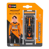 Bburago 1:64 McLaren F1 2025 MCL39 #4 Lando Norris #81 Oscar Piastri car model series children's Christmas boy gift toys