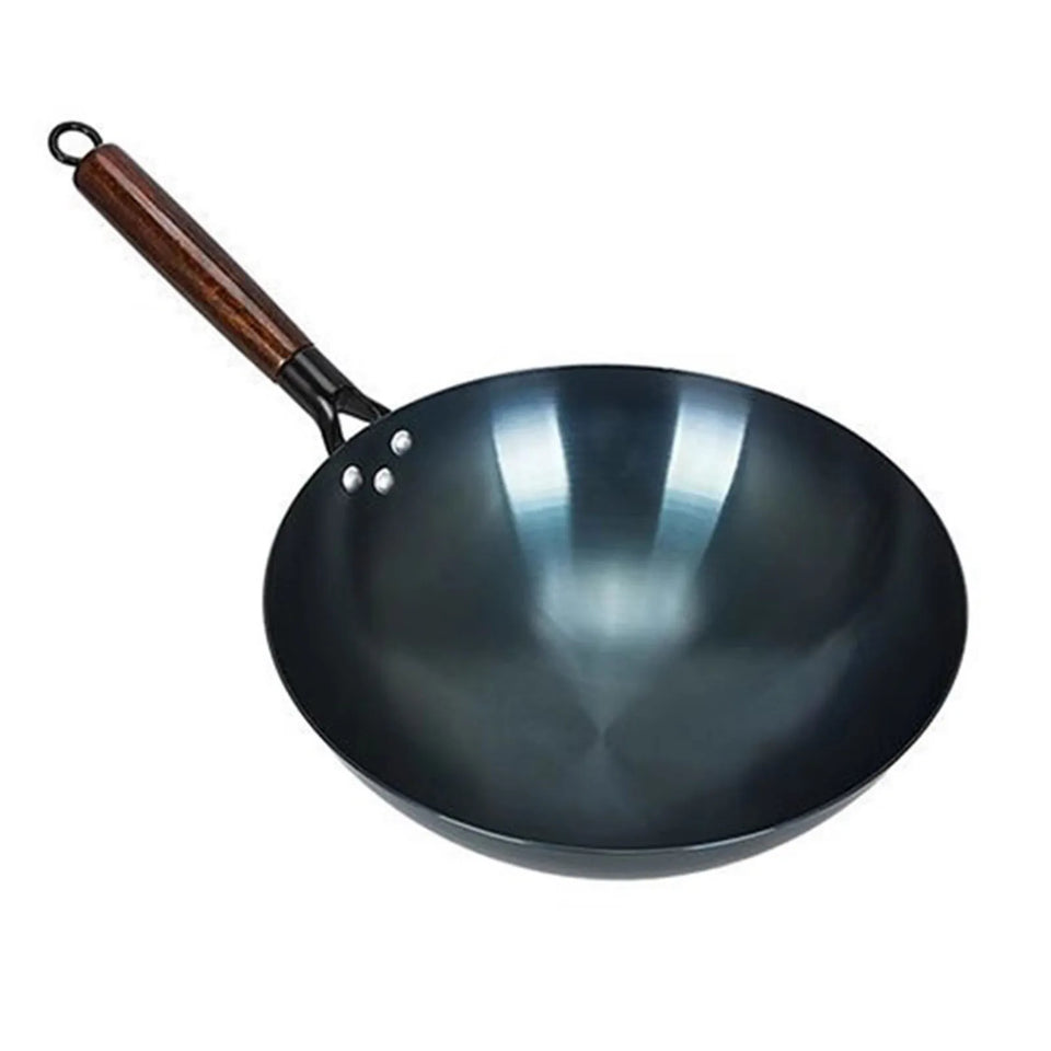 Traditional Chinese iron cooking pot/Iron pan/Round bottom with non-stick surface/Single handle/For household and commercial use
