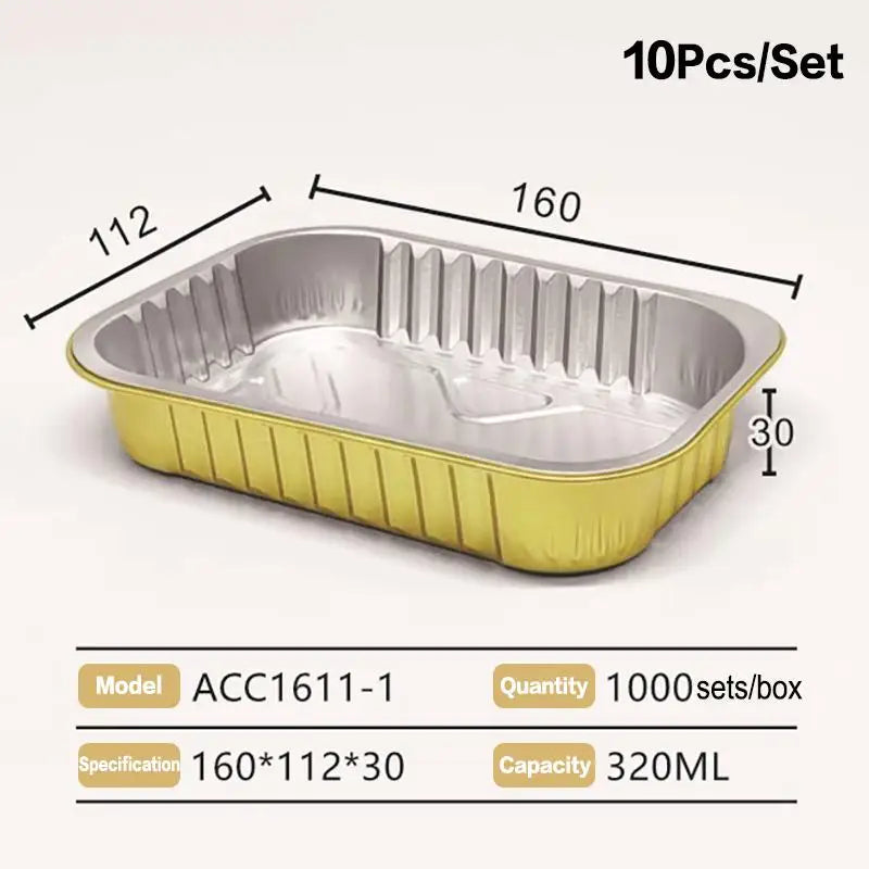 Aluminum Foil Lunch Box Gold Sealed Disposable Takeaway Packaging Commercial Resistant Tin Paper Box With Lid