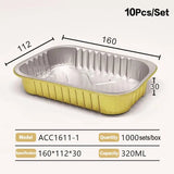 Aluminum Foil Lunch Box Gold Sealed Disposable Takeaway Packaging Commercial Resistant Tin Paper Box With Lid