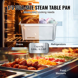 SucceBuy 8 Pack Buffet Chafing Dishes 5.93L Gastronorm Pans Steam Table Pans Tray  with Lid 6-Inch Deep Catering Food Pan