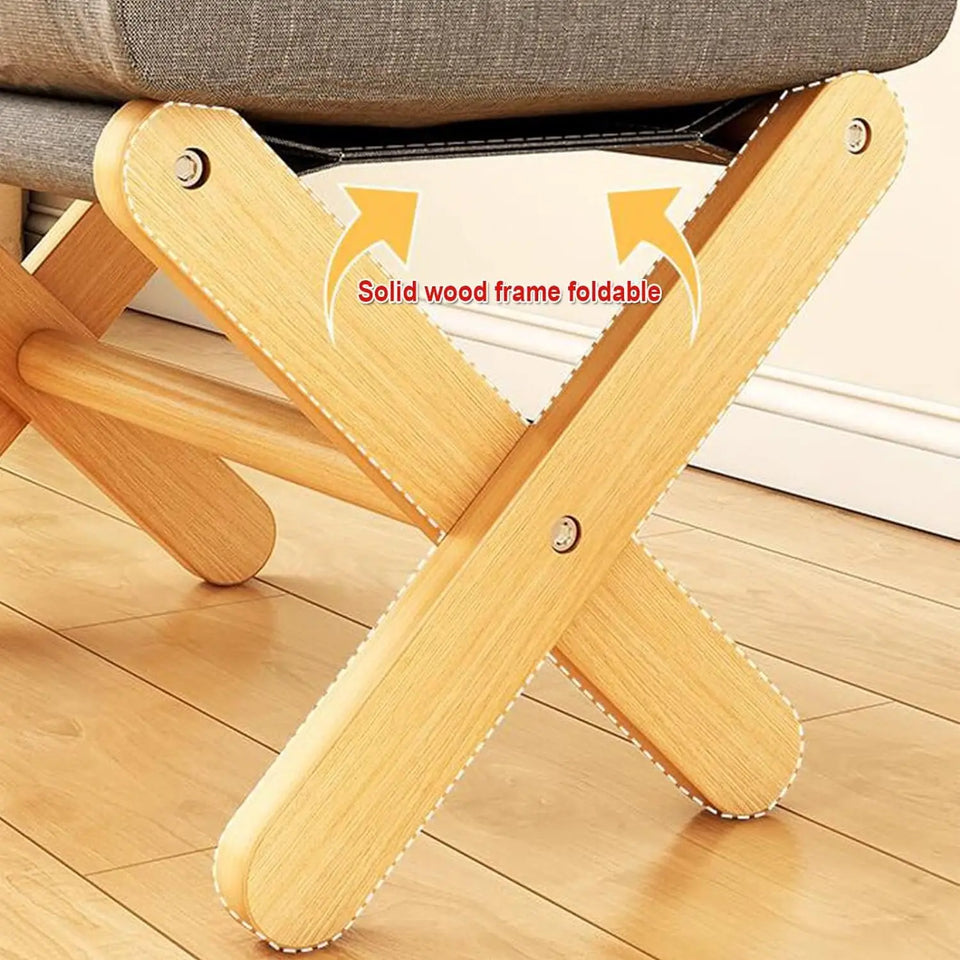 Household Small Stool Foldable Sofa Stool for Living Room Foot Stool Beech Wooden Leisure Low Stool Portable Desk Footrest