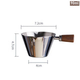 90ml 3oz Espresso Measuring Cup with Wood Handle Stainless Steel Coffee Shot Coffee Pouring Cup Kitchen Measuring Accessories
