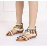 Summer New Women's Sandals Rome Bohemian Flow Su Flat Heel Soft Bottom Comfortable Anti slip Outerwear Tourist Vacation