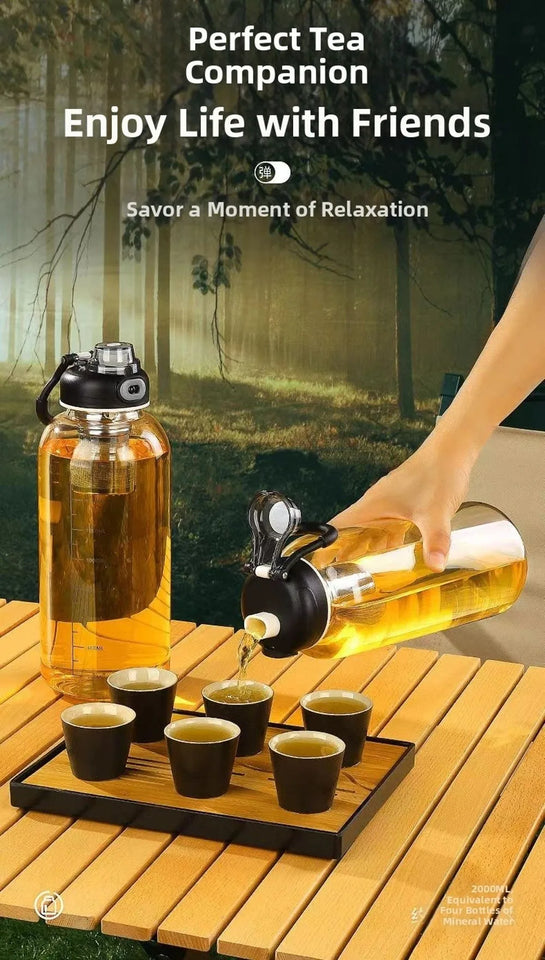 Tea Separation Glass Tea Cup Double Drinking with Handle Water Cup Large Capacity High Temperature Resistant Portable Kettle