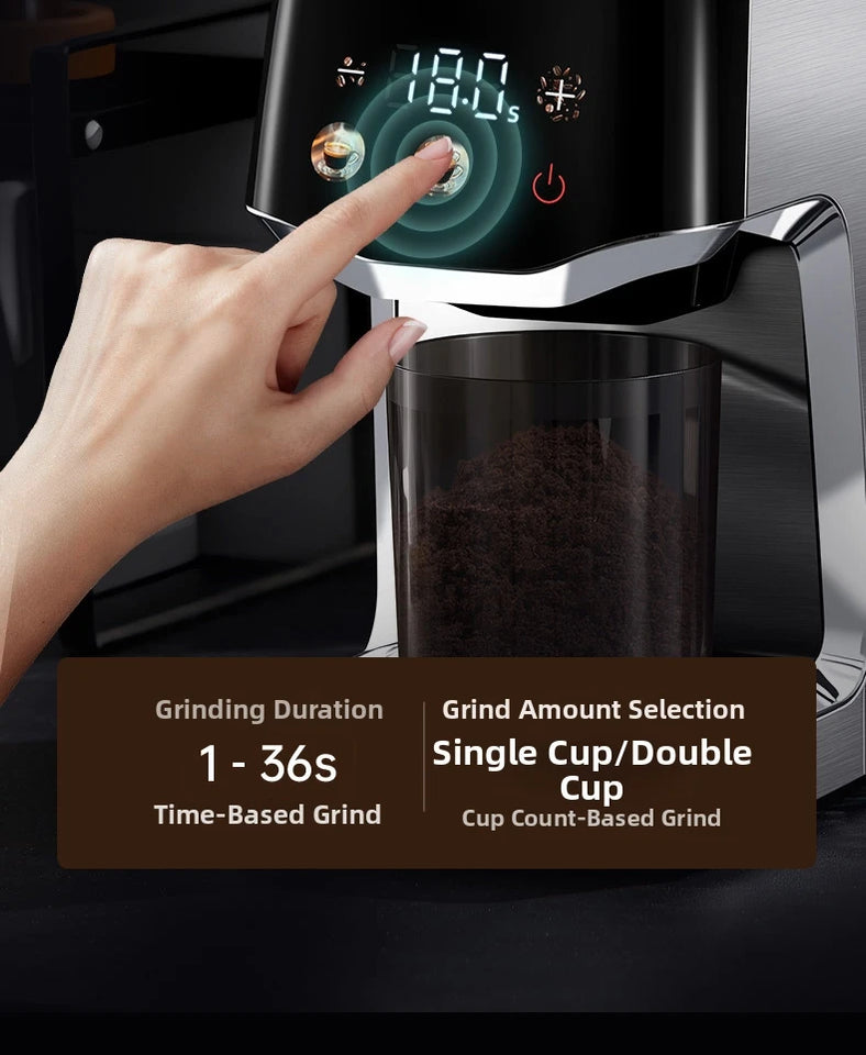 Touchscreen Electric Coffee Grinder - Automatic Commercial & Home Use, Stainless Steel Burr Mill with Dose Control, LCD Display
