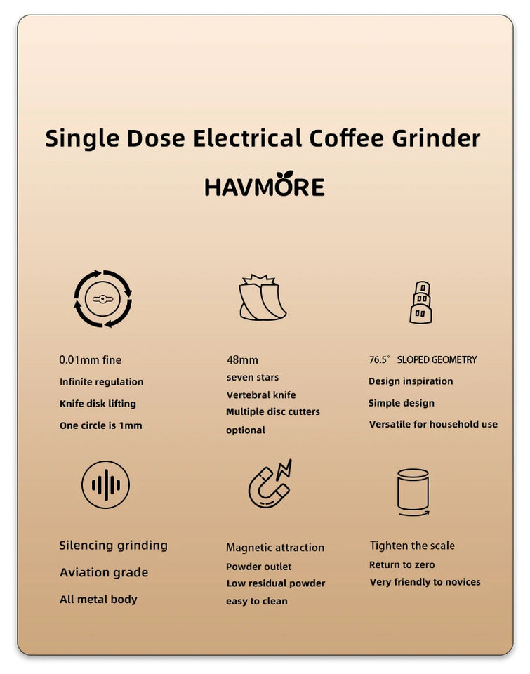 High Quality Professional 7 Pins 48MM Cutter Automatic Electric Coffee Bean Grinder Mill Grinders