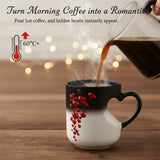 Heat Sensitive Color Changing Heart Handle Mug Strange Rare Mate Couple Valentine's Day Wedding Coffee Mug Cup Festival Gifts