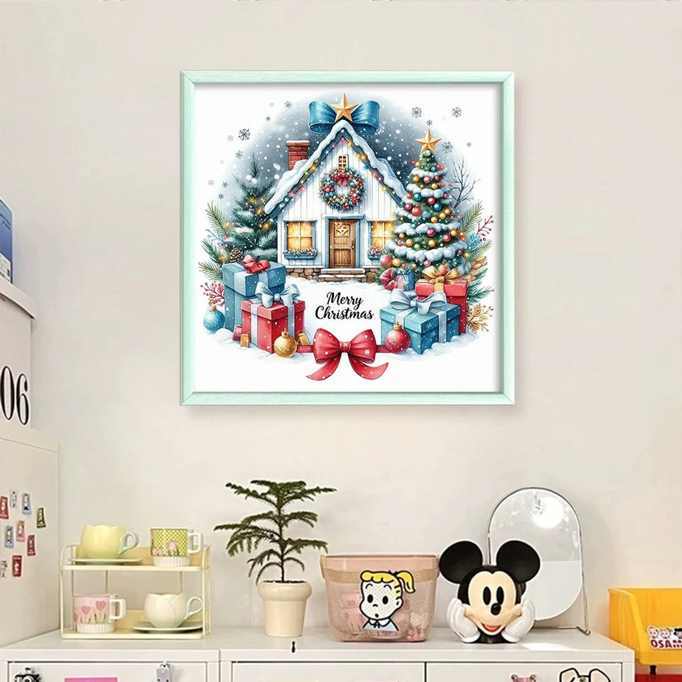 Full Embroidery Eco-cotton Thread 14CT Counted Christmas House Cross Stitch Kit