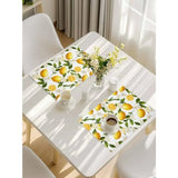 Table Placemats Set of 4 Country Watercolor Lemon Leaf Wipeable Place Mats for Dining Tables Summer White Wildflower Washable T