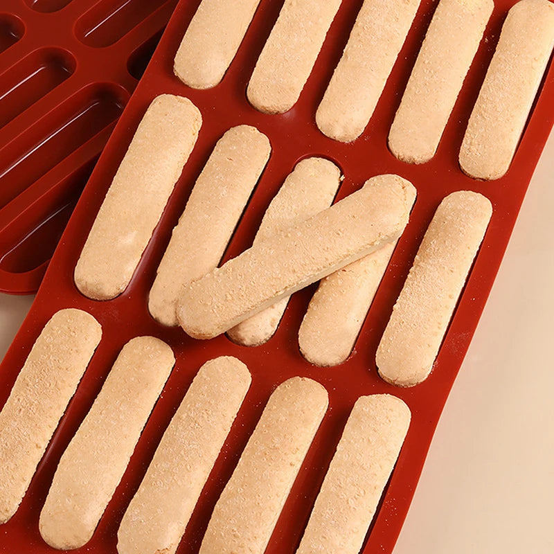 Commercial Silicone Tiramisu Finger Cookies Mold Non-Stick DIY Baking Tools for Household High-Temperature Resistant 15-Diy