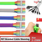 2/30M 2mm - 25mm High Density Nylon Mesh Tube Wire Insulated Sheath 12colors Cable Sleeve PET Expandable Braided Sleeving