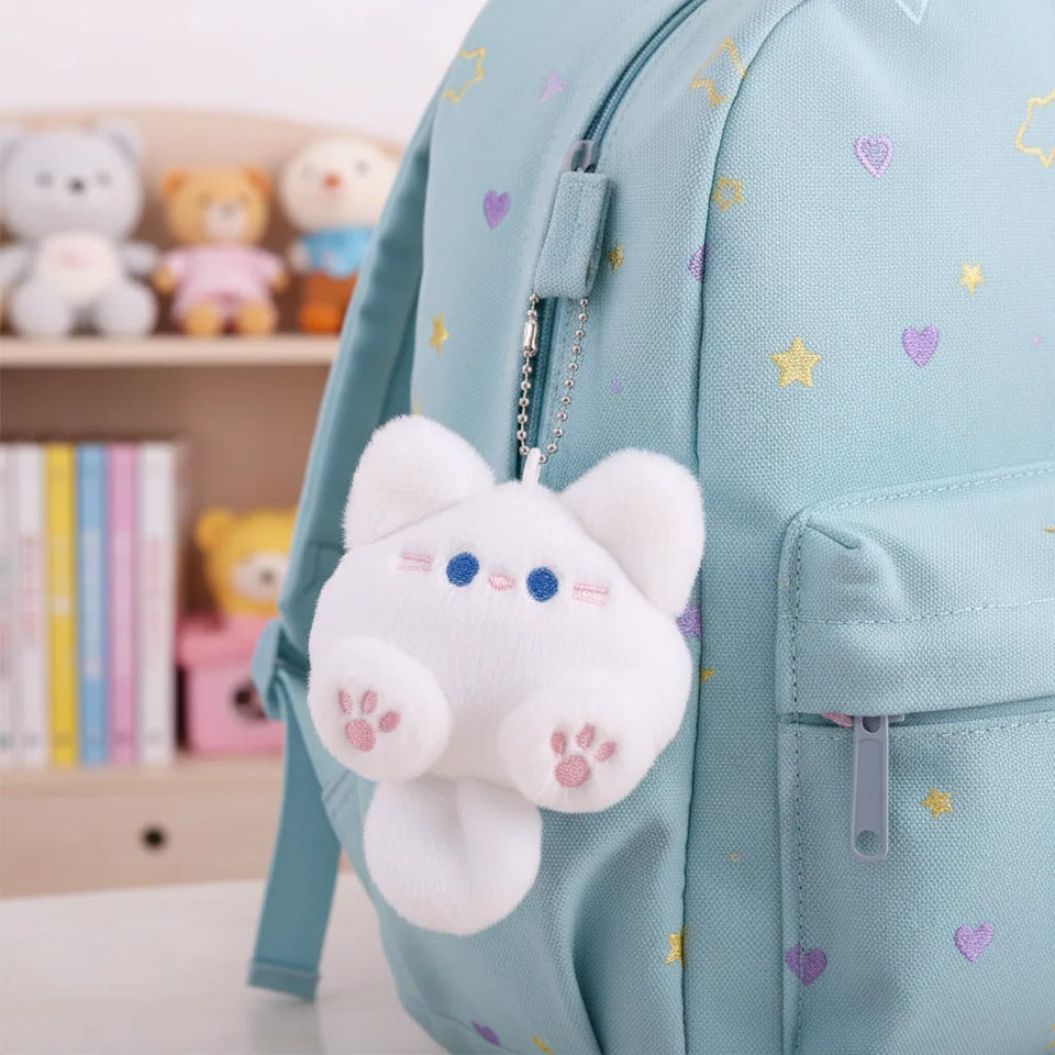 Kawaii Plush Brooch Coffee Cat Plush Keychain Soft Stuffed Cute Cat Plush Doll Colorful Ins Animal Plush Key Chain Kid Girls