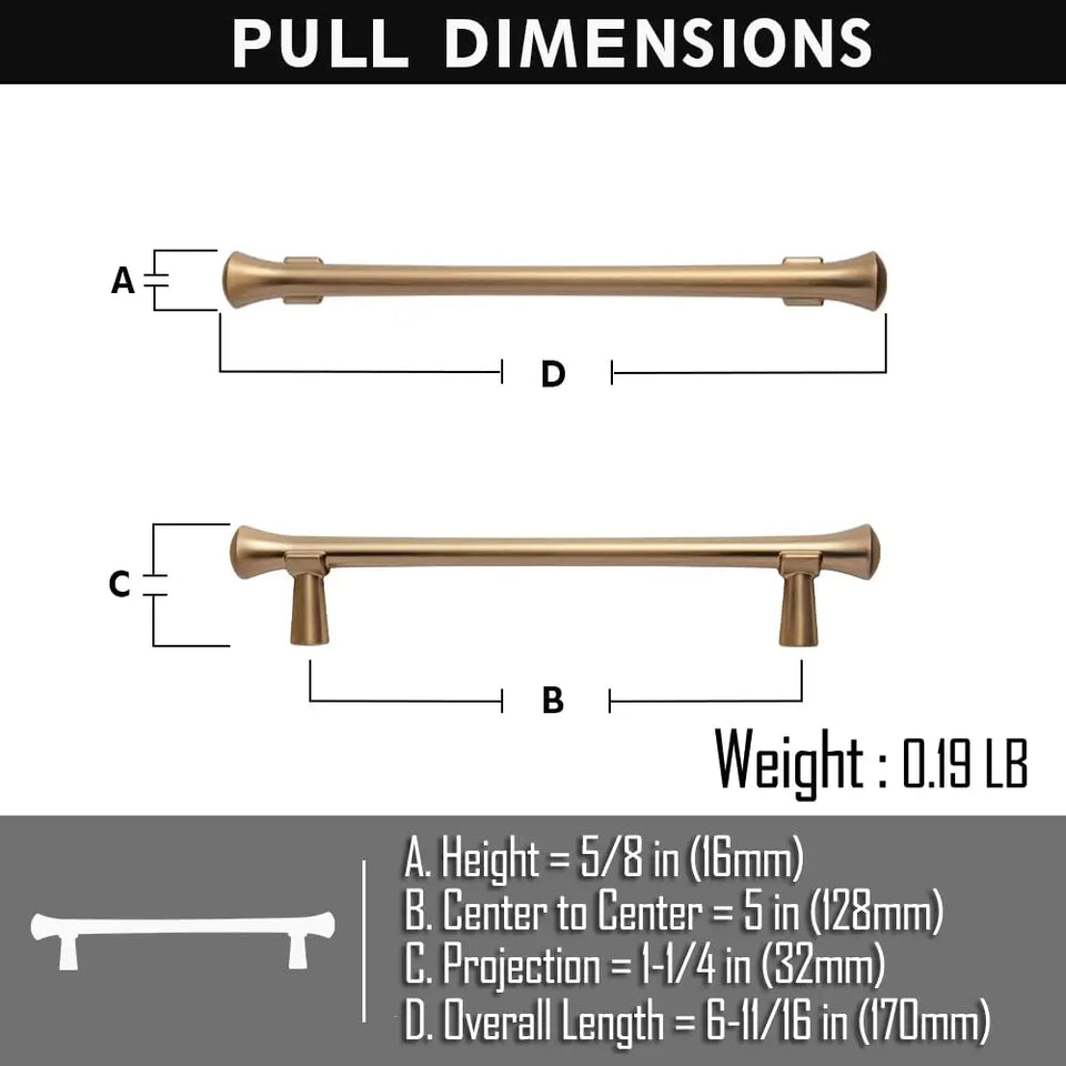 Goo-Ki Antique Brass Stainless Steel Cabinet Handles T Bar Knobs Modern Drawer Pulls for Kitchen Cabinet Hardware for Bedroom