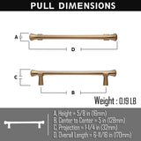 Goo-Ki Antique Brass Stainless Steel Cabinet Handles T Bar Knobs Modern Drawer Pulls for Kitchen Cabinet Hardware for Bedroom