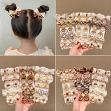 10PCS/Set Milk Coffee Girl Hair Ropes Cute Rabbit Bow Baby Princess Ponytail Rubber Bands Hair Accessory for Girl