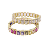 New Arrivals Geometric Bohemian Rainbow Cubic Zirconia Stretchy Stretch Tennis Bracelet Fashion Gold Plated Jewelry For Women