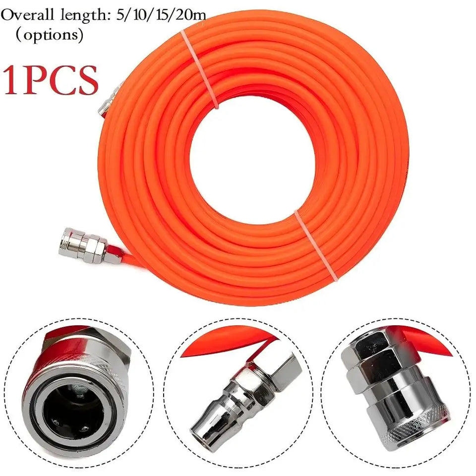 Heavy-Duty Pneumatic Straight Pipe Air Compressor Hose with Quick Connector – Ideal for Tools, Garden Gear & More