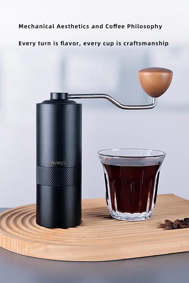 HAVMORE Upgrade Manual Coffee Grinder CNC Professional Stainless Steel Diamond Adjustable Manual Burr Coffee Bean Grinding
