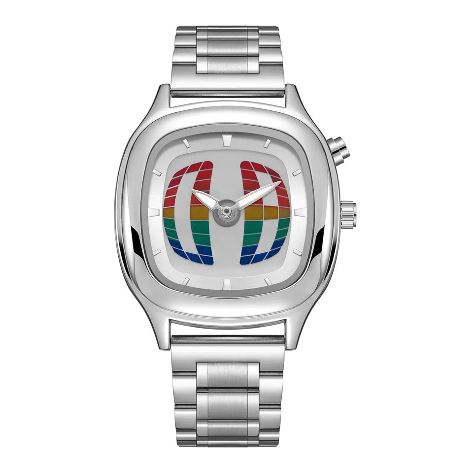 Business AAA Quartz Watch Color Square Y2K Pointer Number Dual Display Steel Personalize Hot Watches Men Dynamic Design Clcok