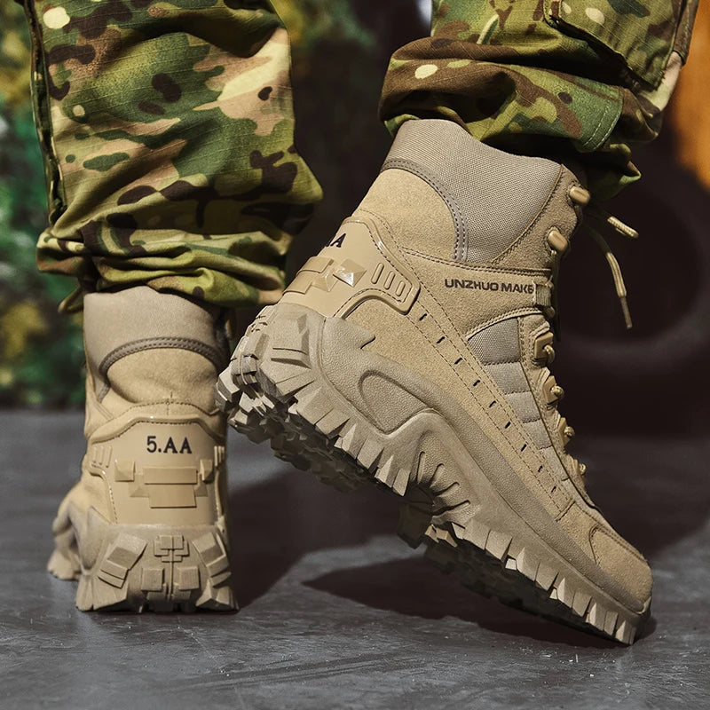 2024 New Winter Work boots Men's Desert Tactical Boots Outdoor Hiking Shoes Men's Leather Desert Combat Ankle Boots Plus Size