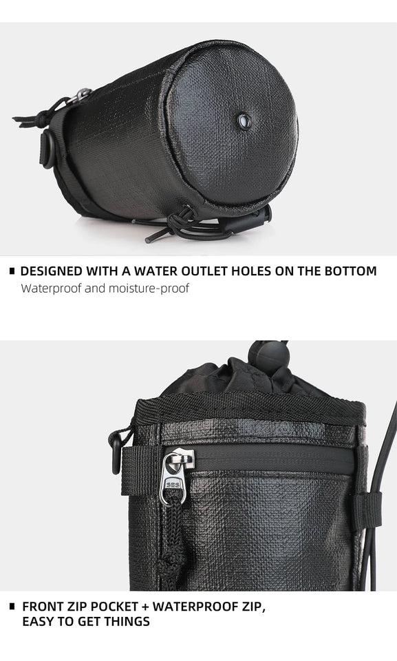 Rhinowalk Bicycle Handlebar Bag 1.6L Insulated Water Bottle Bag Cycling Front Tube Bag Commuting Morandi Color Shoulder Pack