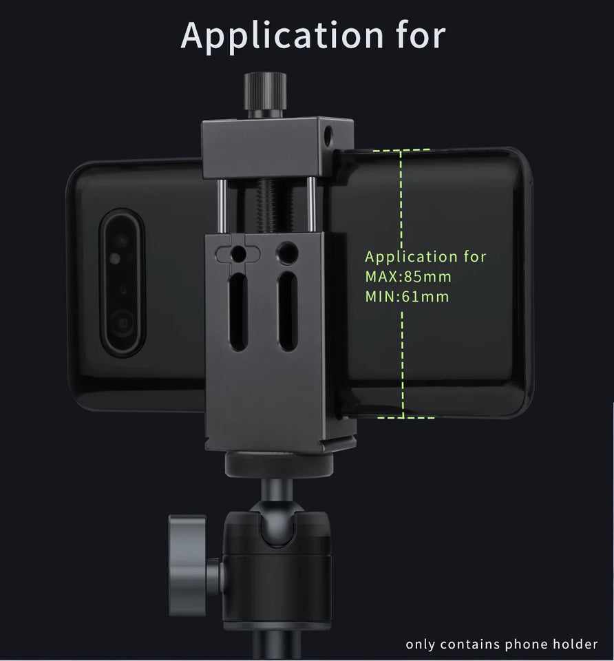 Aluminum Alloy Mobile Phone Holder Clip for Smartphone with Spirit Level Cold Shoe Mount 1/4 3/8 Hole Tripod Head Clamp Bracket