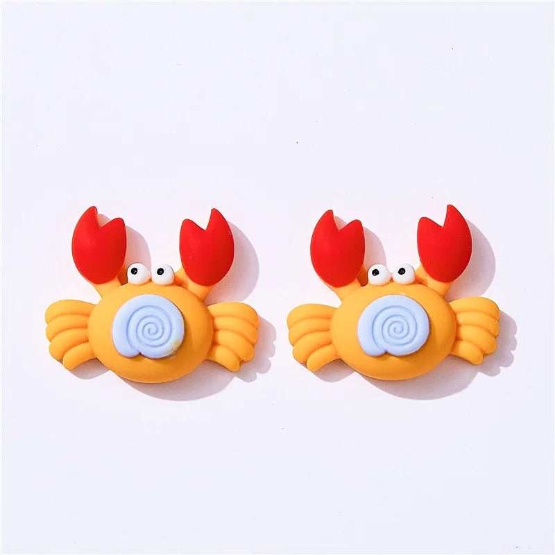 10Pcs Colorful Ocean Animals Resin Crab Fish Float Bottle Beach Slipper Surfboard Flatback Scrapbook Craft DIY Figurine Decor