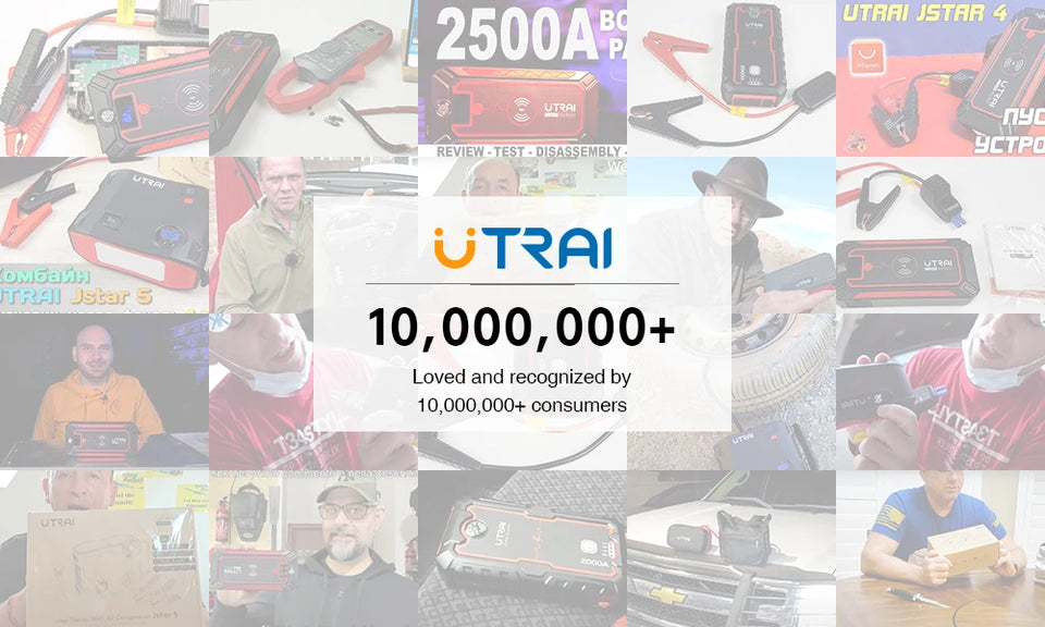 UTRAI Car Jump Starter 1000A Battery Charger 8000mAh Emergency Power Bank Booster with LED Lighting Starting Device for 12V Cars