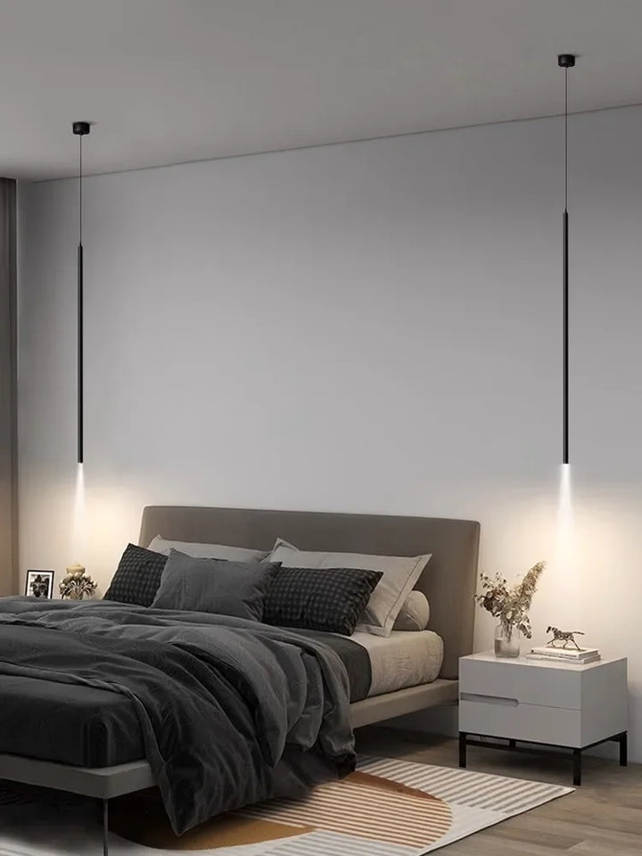 Modern Minimalist LED Longer Pendant Lights For Bedroom Bedside Reading Chandelier Lamps Living Room Bar Coffee Decor Fixtures
