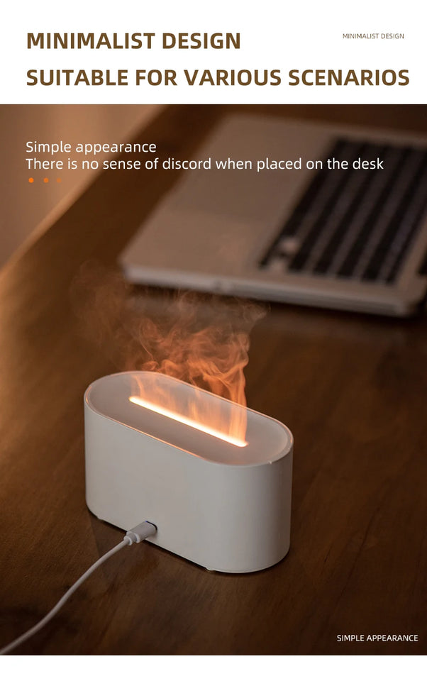 HY02 Flame Aromatherapy Humidifier with Anti-Dry Burn Feature Colorful Lights Silent Mist Moisturizing And Humidifying Function