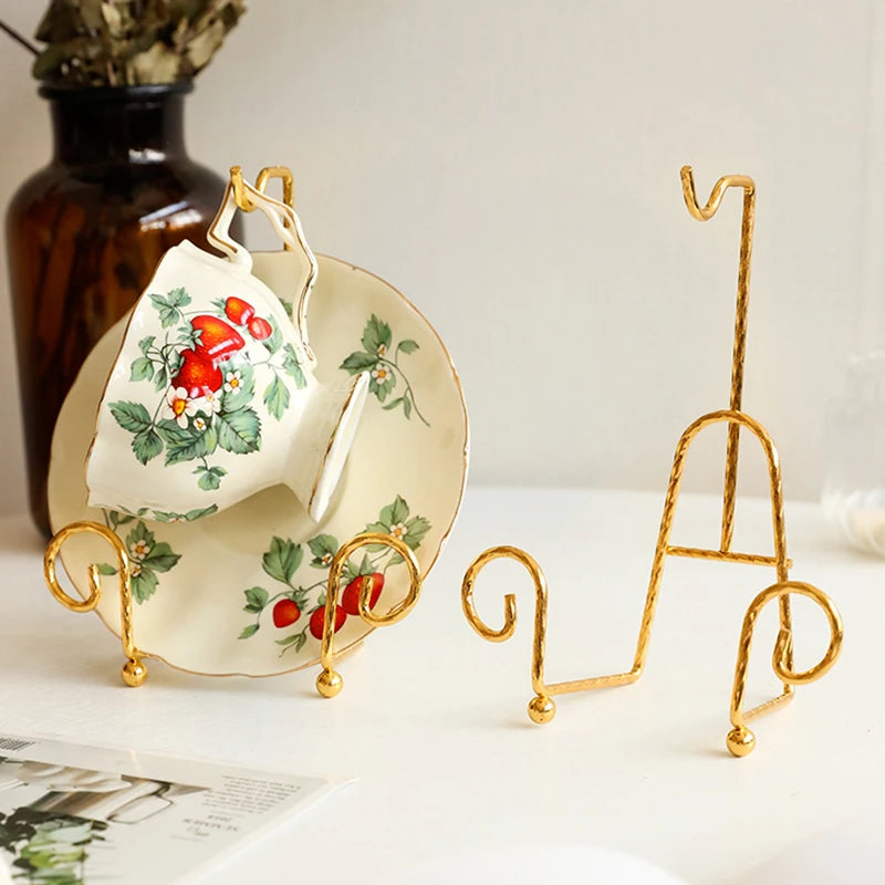 Storage Rack Luxury Tea Cup And Saucer Display Rack Metal Coffee Tea Cup Sets Coffee Storage Box Simple Suitable For Tray Tea