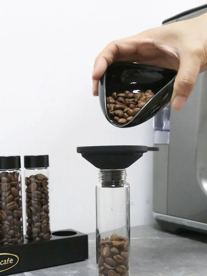 Coffee Beans Storage Container Tube Display Rack One-Way Exhaust Valve Single Dose Tea Bottle Glass With Funnel Barista Tools