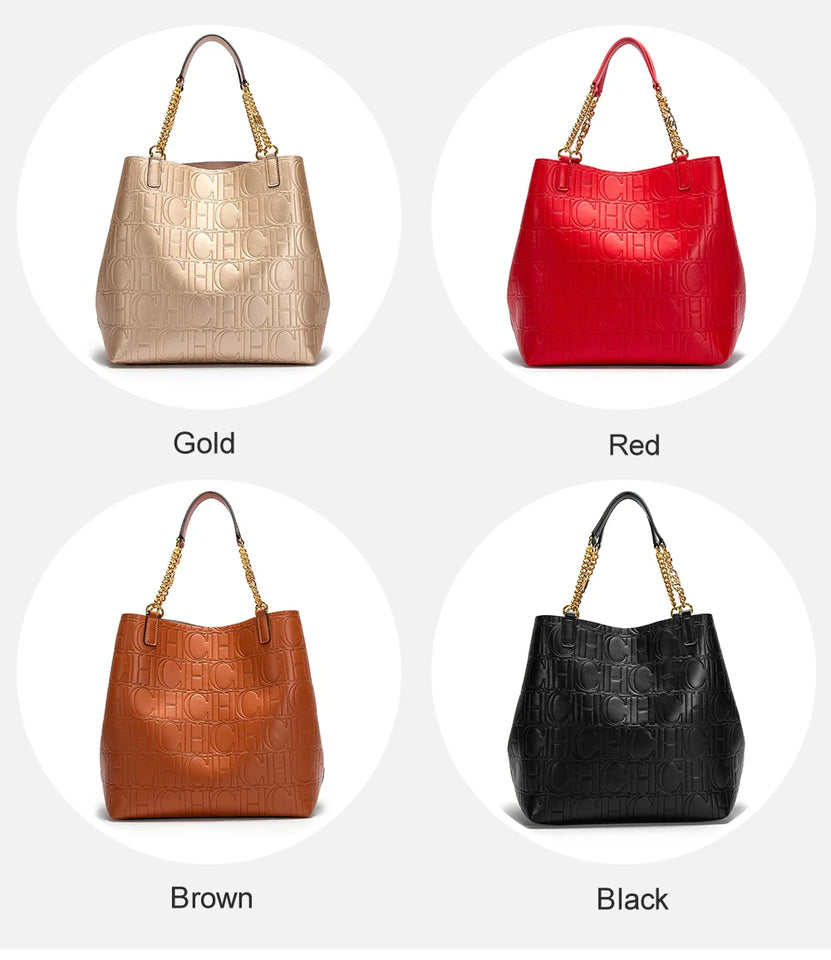 CH Superior Sense of Solid Colour Simple Style Ladies Large Capacity Tote Bag Daily Commuting Fashion Style Ladies Versatile