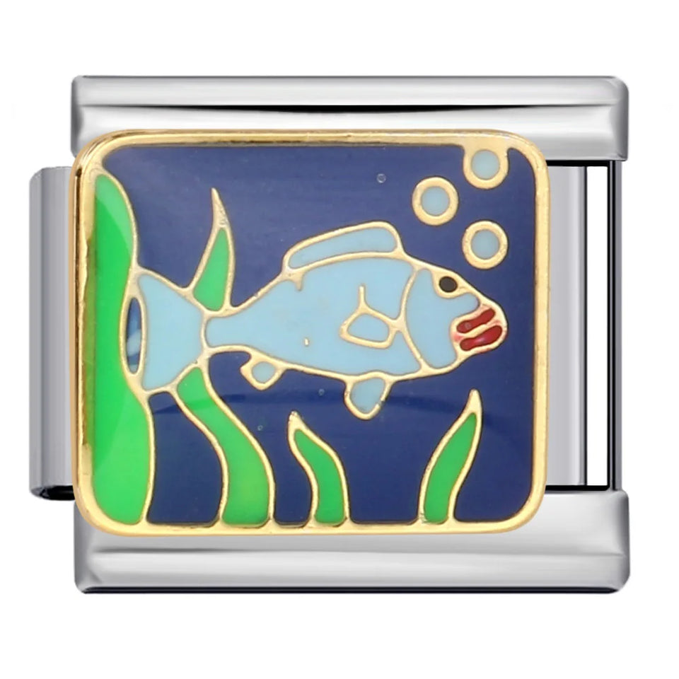 New Arrivals Blue Cute Small Animals Fit Women Men Stainless Steel Bracelet Italian Link 9mm Charm Jewelry DIY Making For Gifts