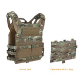 KRYDEX 500D Nylon Tactical Vest Jumpable Plate Carrier MOLLE Front Flap Panel Backpack Hunting Ranger Green Camo Men's Vest