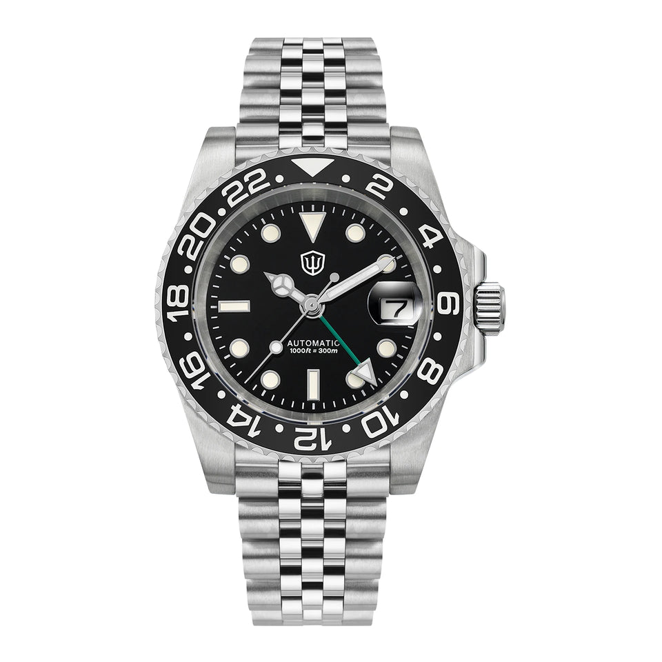 Watchdives WD16760 V2 GMT Watch NH34 Automatic Movement Sapphire Luminous Watches Stainless Steel 300m Waterproof Wristwatch