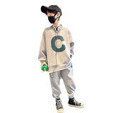 Print Sweatshirt Set Children's Boy's Clothing Boys Kids Clothes Elementary Student Men's Sets 8 10 Year Old Winter Top Bottom