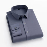 55-105KG Men's long sleeved elastic shirt, non ironing business dress, professional work attire, stand up collar shirt
