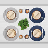 1/6/10 Sets Round PU Leather Placemats & Coaster Set Oil-Proof Waterproof Insulation Mat for Kitchen Coffee Shop Christmas Decor