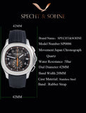 New Arrivals Specht&Sohne Brand Men Quartz Watches 40MM Rose Gold Stainless Steel  Male Functional 5167 Sports Wristwatch 5Bar