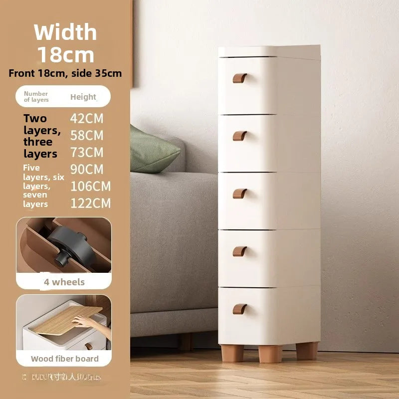 Narrow Space Storage Cabinet Drawer Style Kitchen Bathroom Multi-layer Organizer Shelf Wall Mounted Rectangular Plastic Storage