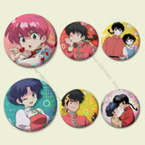 COOL Ranma 1 2 Reflective Pin Tinplate Round Brooch Cartoon Cosplay Badges for Bag Hat Toys Gifts