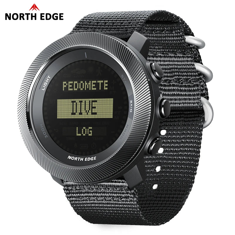 NORTH EDG APACHE-D Men's Digital Free Dive Watch Outdoor Sport Watches Altitude Barometer Compass World Time Waterproof 100M