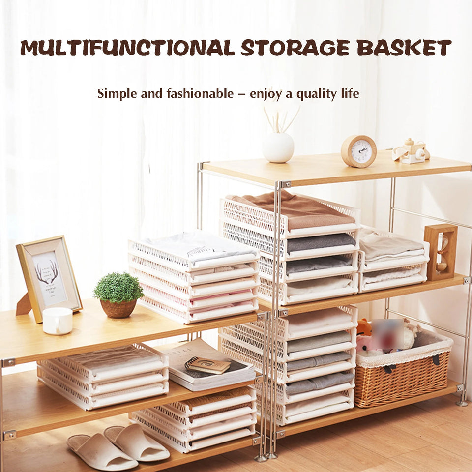 Bedroom Storage Shelves Wardrobe Closet Layered Partitions Home Drawers Organizer Stackable Storage Box Space Separation Tool